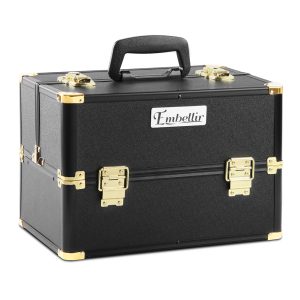 Portable Cosmetic Beauty Makeup Case – Black and Gold