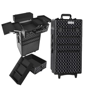 7 in 1 Portable Cosmetic Beauty Makeup Trolley – Diamond Black