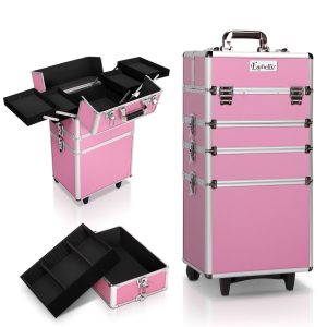 7 in 1 Portable Cosmetic Beauty Makeup Trolley – Pink