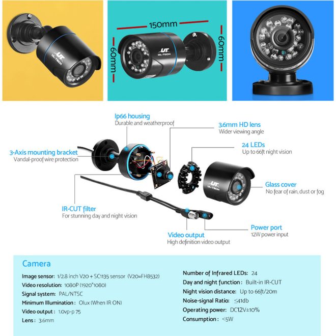 CCTV Security System 4CH DVR 1080P Camera Sets