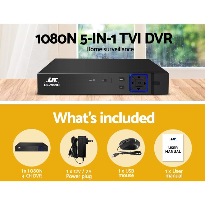 5 IN 1 4CH DVR Video Recorder CCTV Security System HDMI 1080P – Not Included