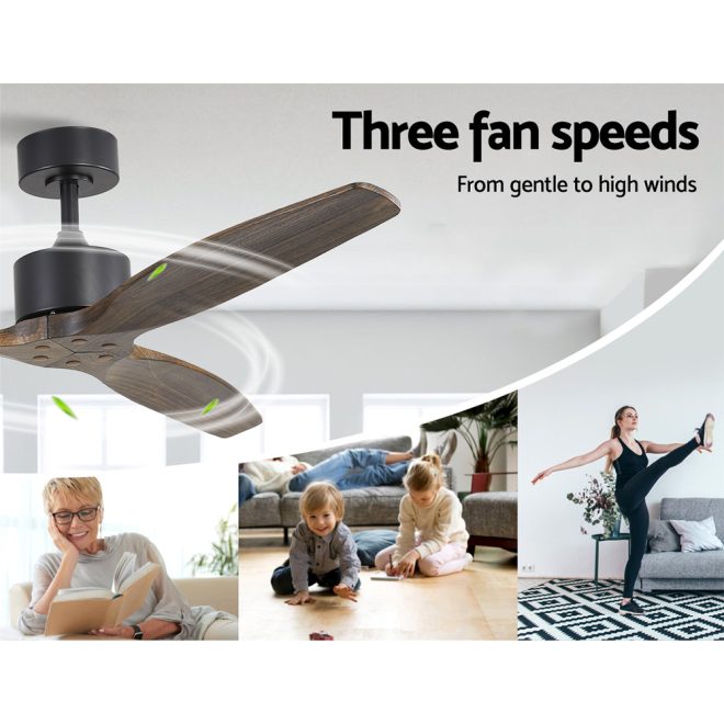 Devanti 52” Ceiling Fan AC Motor 3 Blades w/Remote – Dark Wood