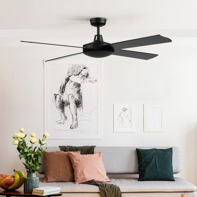 52” Ceiling Fan w/Remote – Black