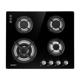 Gas Cooktop 60cm 4 Burner Ceramic Glass Cook Top Stove Hob Cooker LPG NG