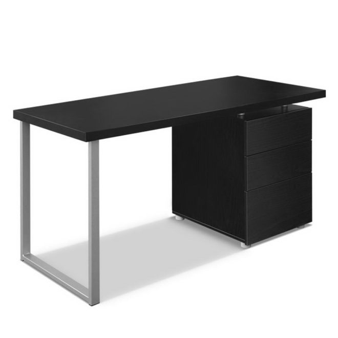 Metal Desk with 3 Drawers – Black