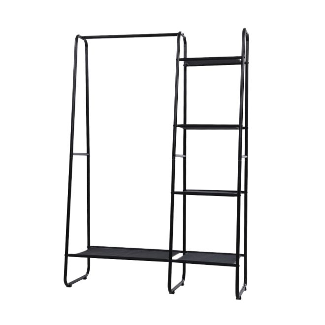 Closet Storage Rack Clothes Hanger Shelf Garment Rail Stand Wardrobe Organiser – Black