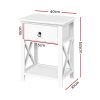 2 X Bedside Table 1 Drawer with Shelf – EMMA White