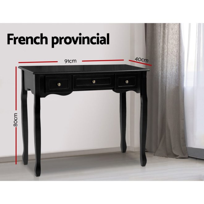 Hall Console Table Hallway Side Dressing Entry Wooden French Drawer – Black