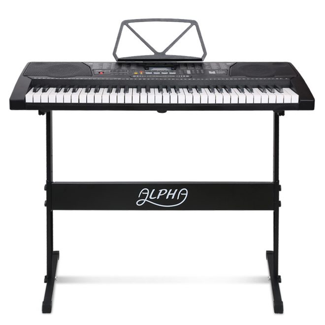 61 Keys Electronic Piano Keyboard Digital Electric w/ Stand Lighted Black