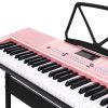 61 Keys Electronic Piano Keyboard Digital Electric w/ Stand Lighted Pink