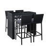 5-Piece Outdoor Bar Set Dining Table Stools Wicker Patio Setting