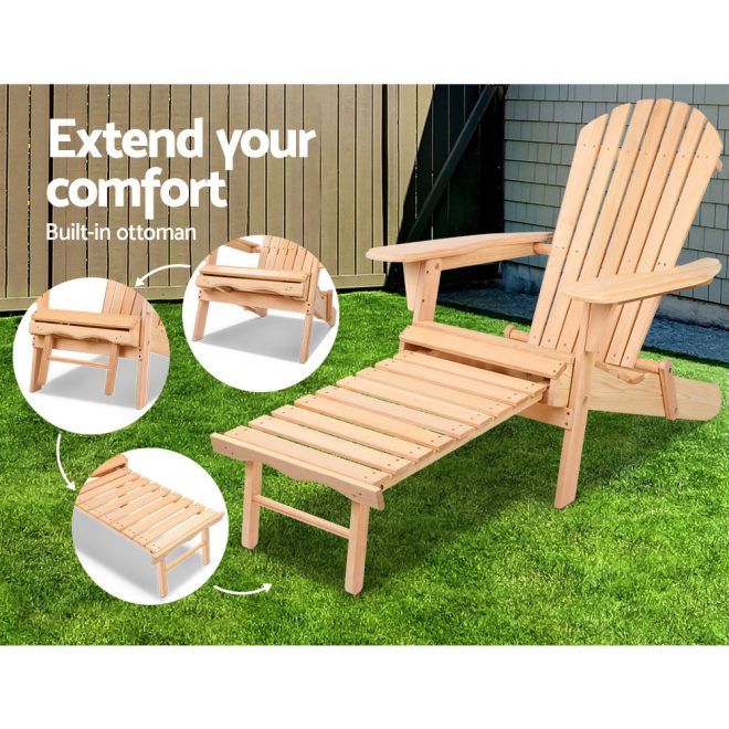 3 Piece Outdoor Beach Chair and Table Set – Natural