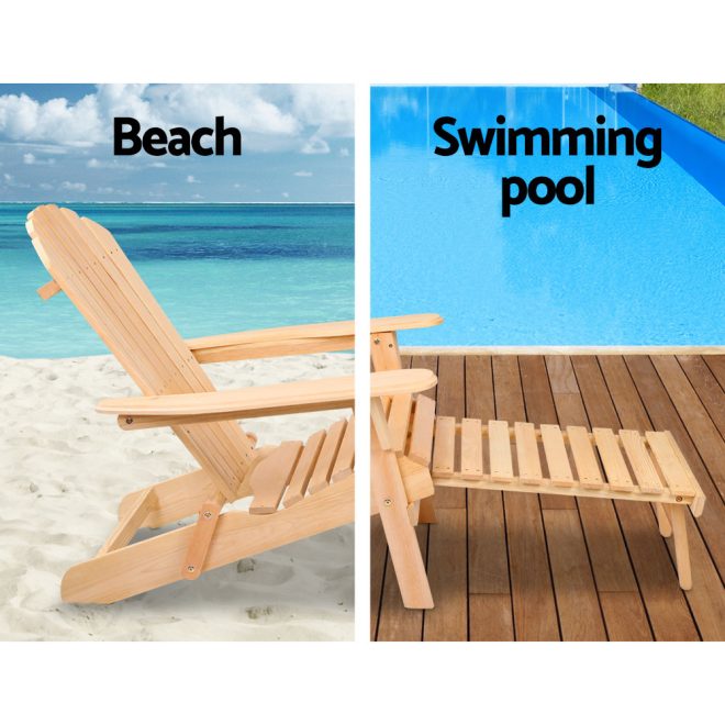 3 Piece Outdoor Beach Chair and Table Set – Natural