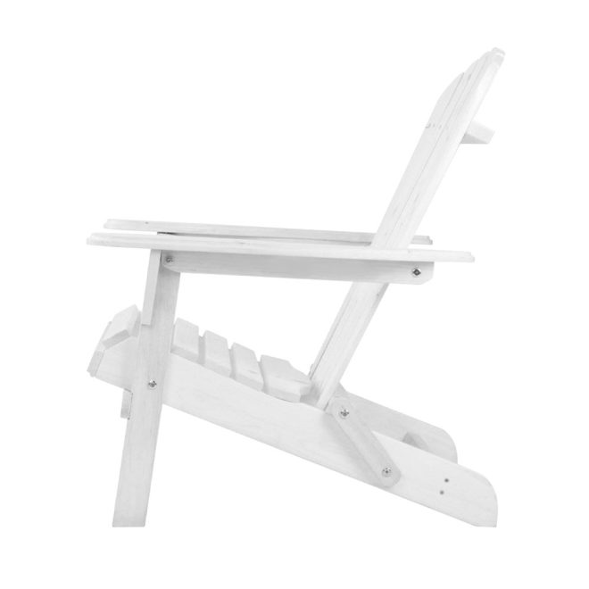 Outdoor Furniture Beach Chair Wooden Adirondack Patio Lounge Garden – White