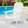 Outdoor Furniture Beach Chair Wooden Adirondack Patio Lounge Garden – White