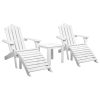 5PC Adirondack Outdoor Table and Chairs Wooden Sun Lounge Patio Furniture White