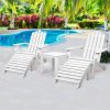 5PC Adirondack Outdoor Table and Chairs Wooden Sun Lounge Patio Furniture White