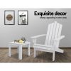 Outdoor Sun Lounge Beach Chairs Table Setting Wooden Adirondack Patio Lounges Chair – White