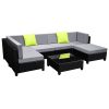 7-Piece Outdoor Sofa Set Wicker Couch Lounge Setting Seat Cover