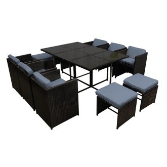 11 Piece PE Wicker Outdoor Dining Set