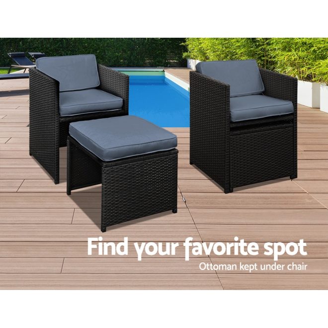 11 Piece PE Wicker Outdoor Dining Set – Black and Grey