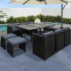 11 Piece PE Wicker Outdoor Dining Set – Black and Grey