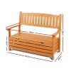 Outdoor Storage Bench Box Wooden Garden Chair 2 Seat Timber Furniture