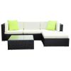 Sofa Set with Storage Cover Outdoor Furniture Wicker – 1 x Single Sofa + 2 x Corner Sofa + 1 x Table + 1 x Ottoman + 1 x storage cover