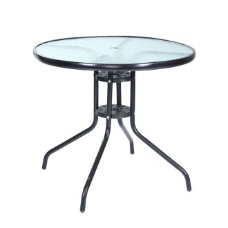 Outdoor Bar Table Glass Cafe Table Steel Side Parasol Hole