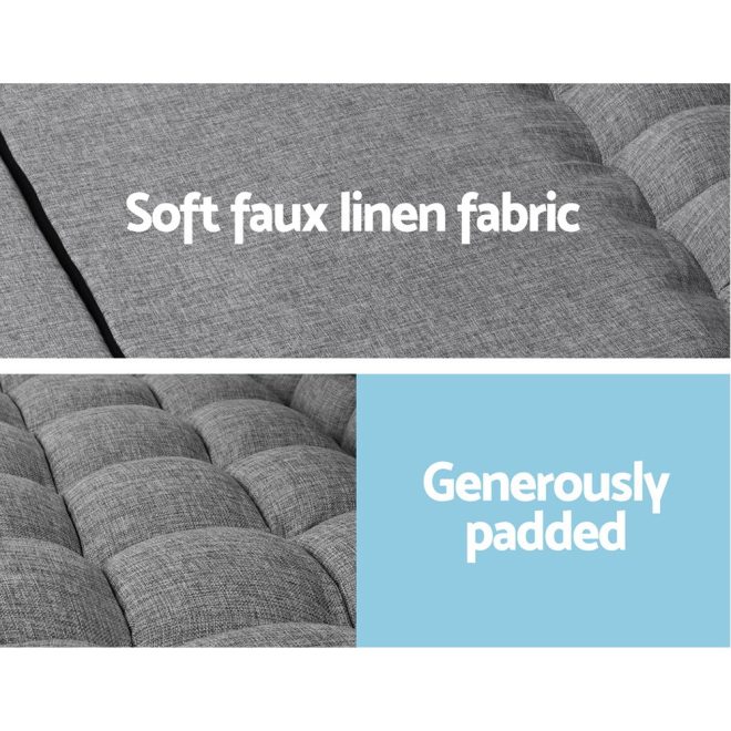 Lounge Sofa Bed 2-seater Floor Folding Fabric – Grey