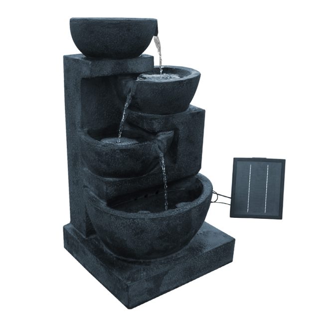 4 Tier Solar Powered Water Fountain with Light – Blue