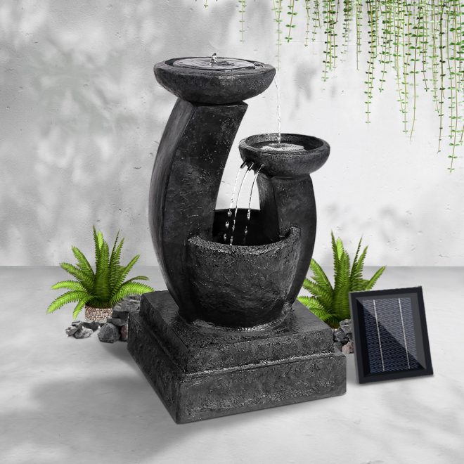 Solar Water Feature with LED Lights 3 Tiers 70cm