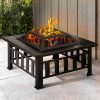 Fire Pit BBQ Grill 2-In-1 Table