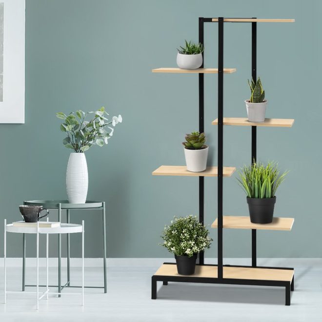 Plant Stand 6 Tier Metal Zigzag Flower Pot Shelf