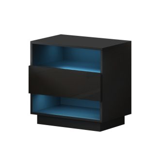 Bradford Bedside Tables Side Table RGB LED Drawers Nightstand High Gloss