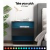 Bradford Bedside Tables Side Table RGB LED Drawers Nightstand High Gloss – Black