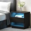 Bradford Bedside Tables Side Table RGB LED Drawers Nightstand High Gloss – Black