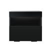 Palisades Bedside Tables Drawers Side Table RGB LED High Gloss Nightstand – Black