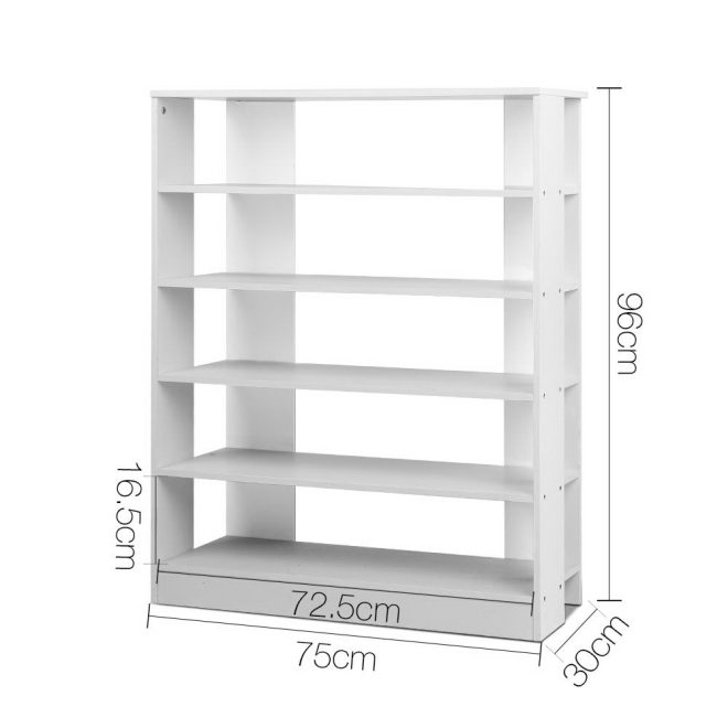 Shoe Cabinet Shoes Organiser Storage Rack 30 Pairs Shelf Wooden – White