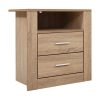 Bedside Table 2 Drawers with Shelf – TARA Oak