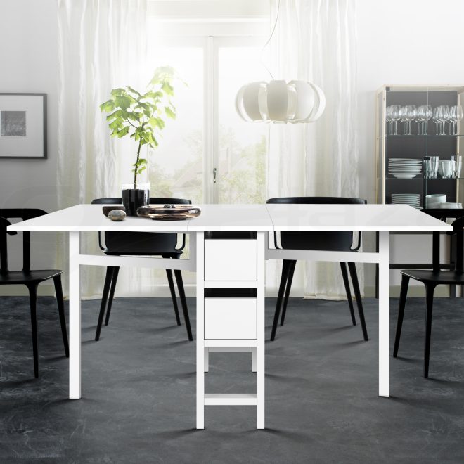 Dining Table Rectangular Extendable White