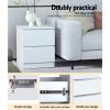 Marden Bedside Tables Drawers Side Table Bedroom Furniture Nightstand Lamp – White