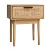 Abington Bedside Tables Table 1 Drawer Storage Cabinet Rattan Wood Nightstand