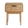 Abington Bedside Tables Table 1 Drawer Storage Cabinet Rattan Wood Nightstand