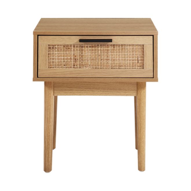 Abington Bedside Tables Table 1 Drawer Storage Cabinet Rattan Wood Nightstand