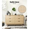 Chest of Drawers Rattan Tallboy Cabinet Bedroom Clothes Storage Wood – 6 Drawer