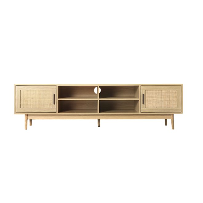 Rolleston TV Cabinet Entertainment Unit TV Stand Wooden Rattan Storage Drawer – 180×39.5×48 cm