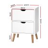 Bedside Table 2 Drawers – BODEN White