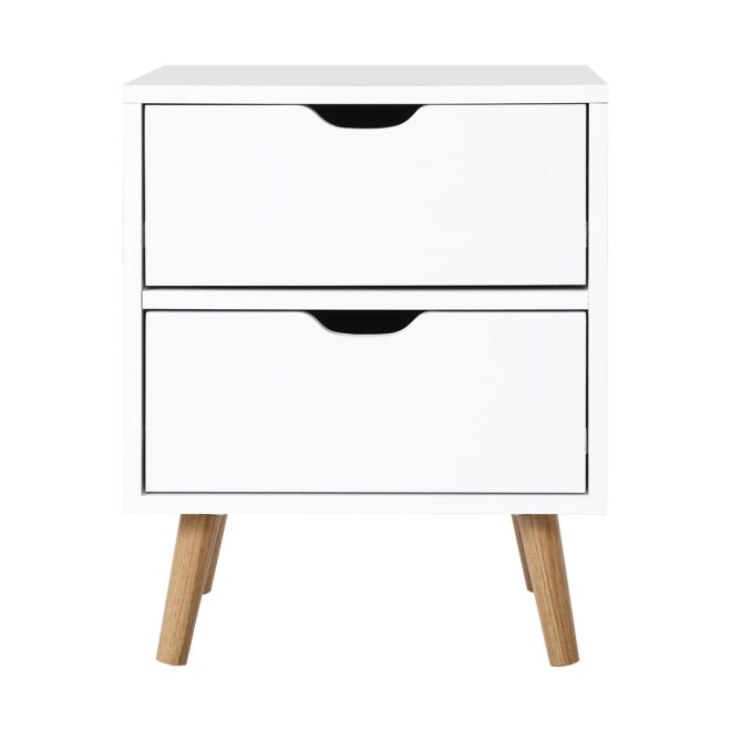 Bedside Table 2 Drawers – BODEN White