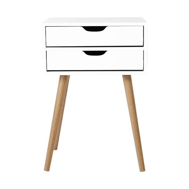 Bedside Table 2 Drawers – BODIE White